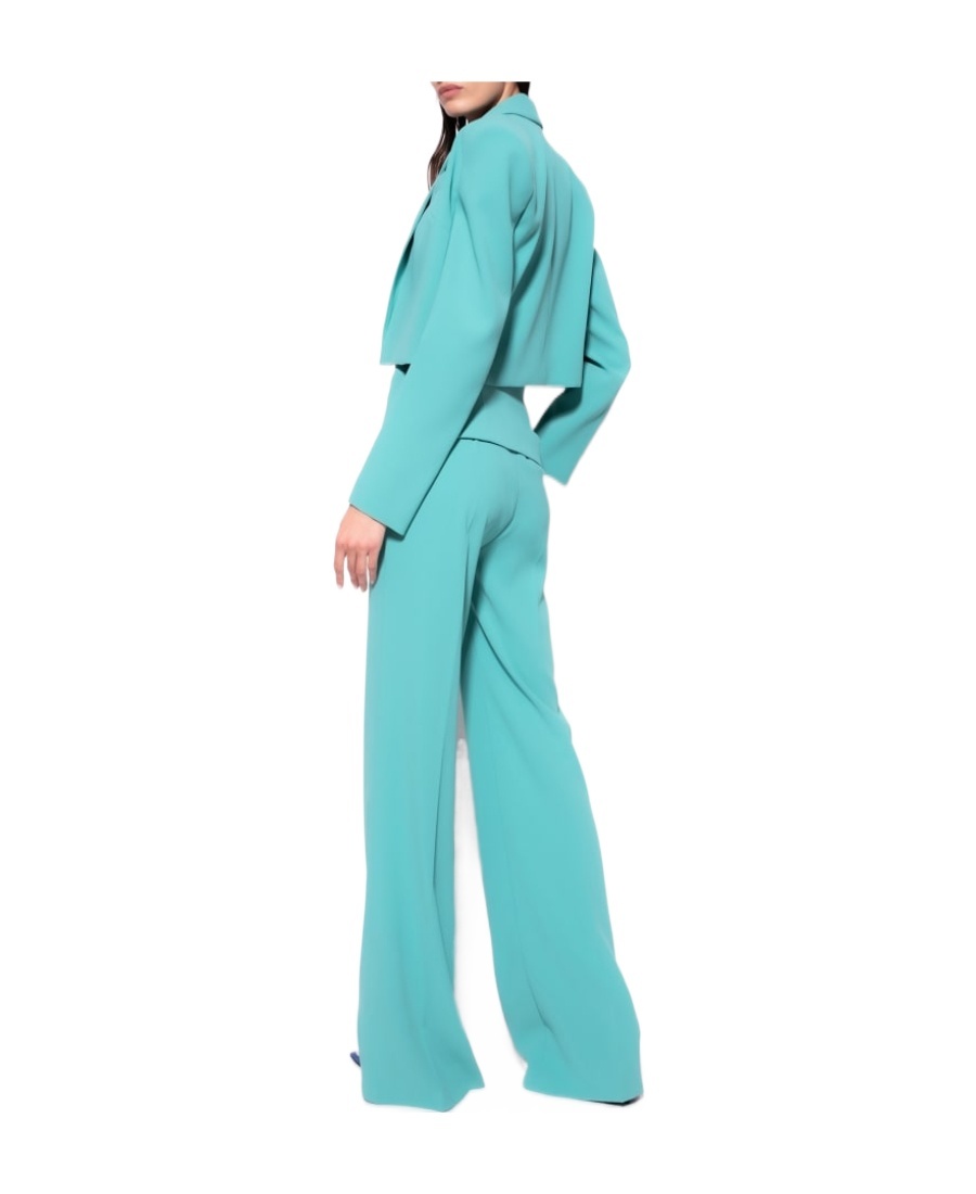 Pinko Cropped Single-breasted Blazer In Green