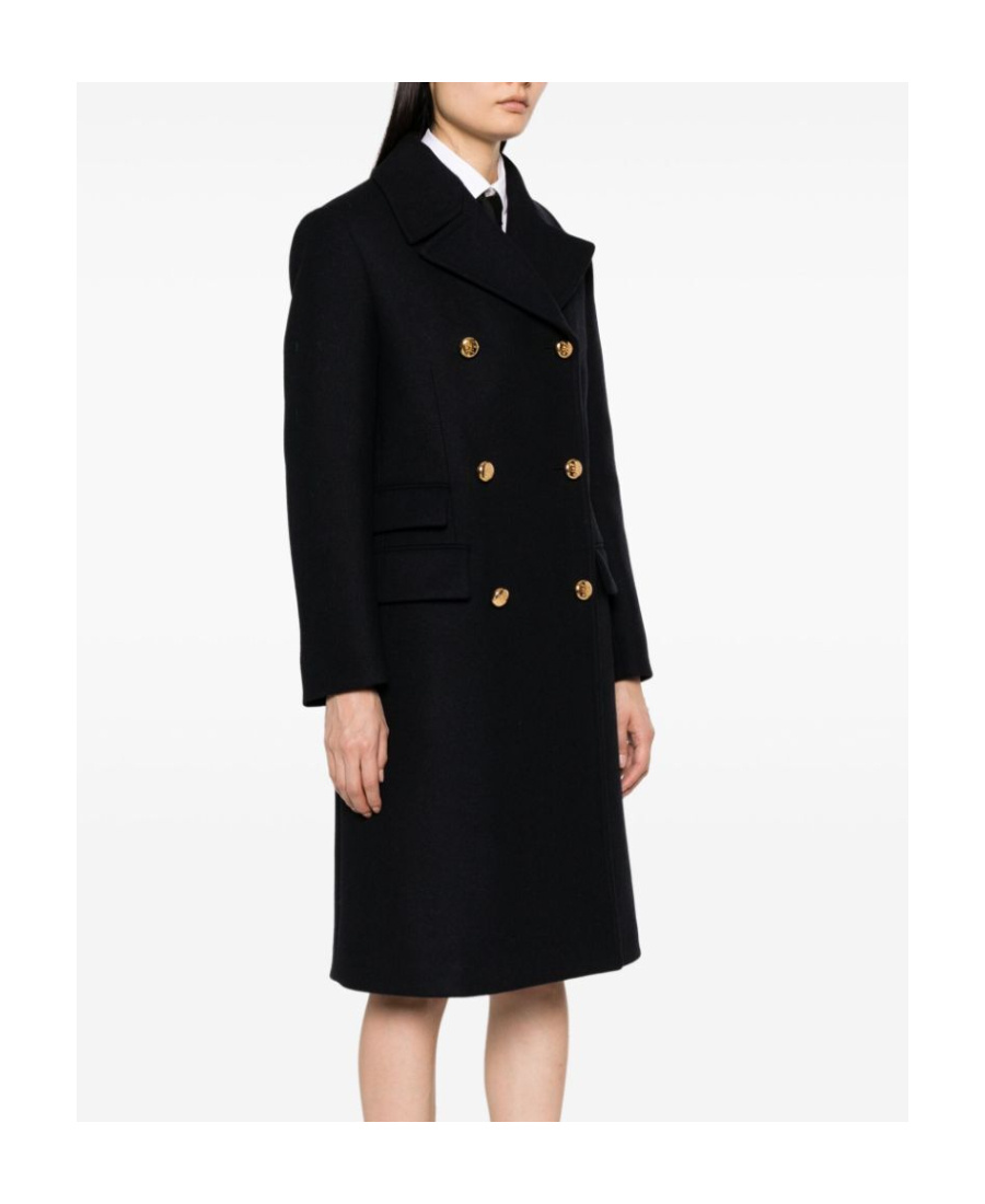 Prada Double-breasted Wool Coat In Blue