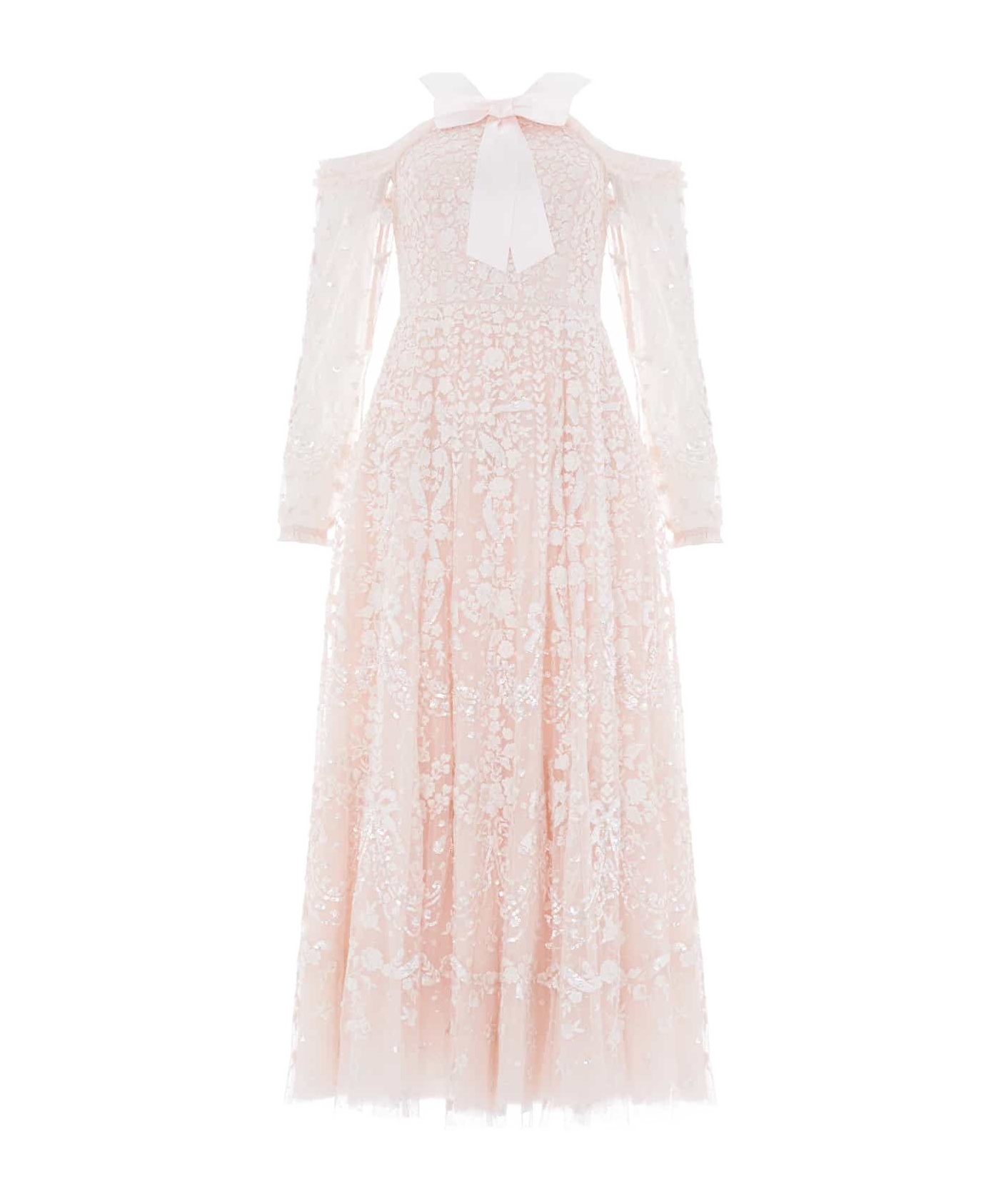 Needle & Thread Adeline Off-shoulder Ankle Gown In Neutral