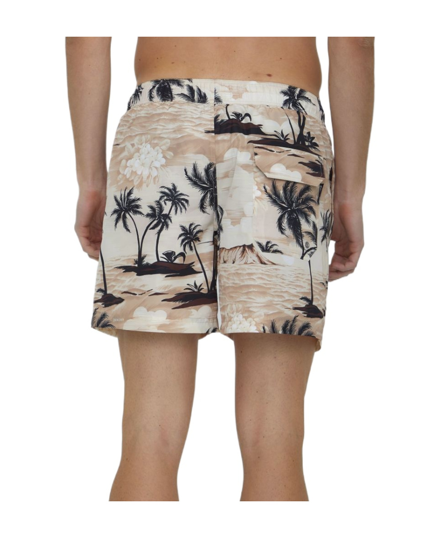 Palm Angels Hawaiian Dream Drawstring Swim Shorts In White