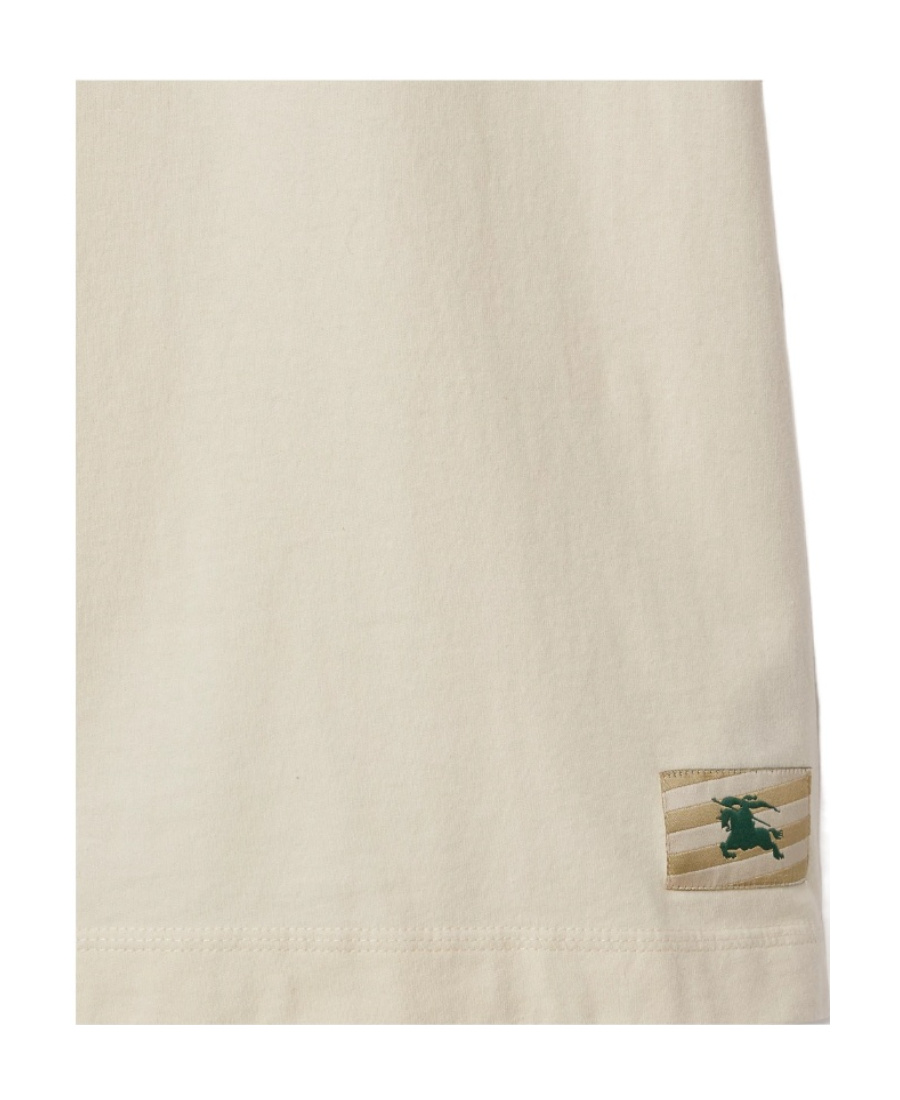 Burberry White Crewneck T-shirt With Equestrain Knight Patch In Cotton Man In White