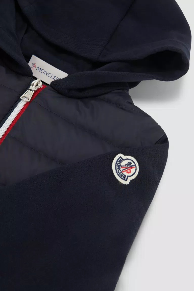 Moncler Panelled Padded Jacket In Blue