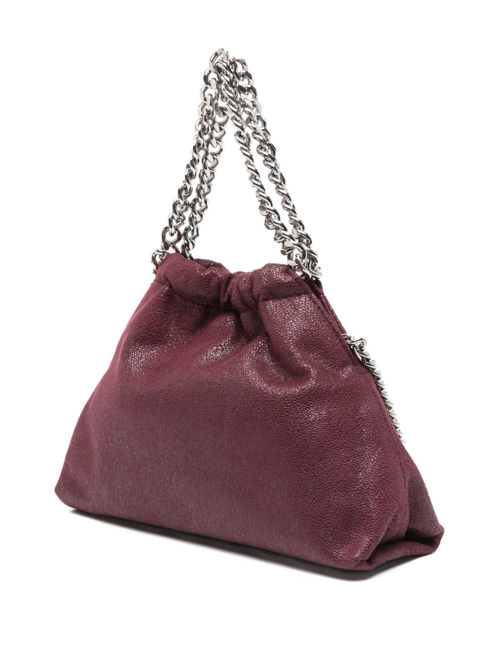 Stella Mccartney Mini Falabella Chain-trimmed Drawstring Tote Bag In Burgundy