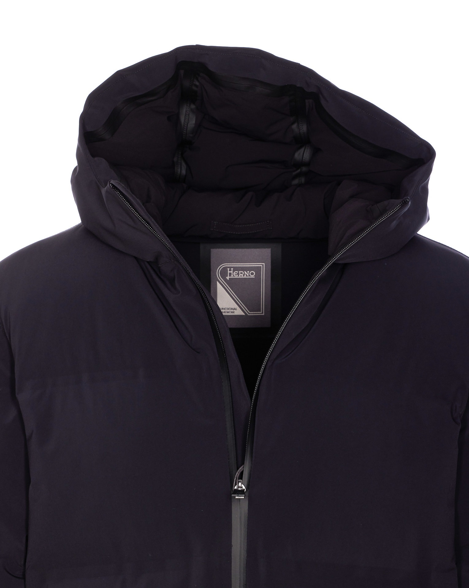 Herno New Impact Long Down Jacket With Hood In Blue