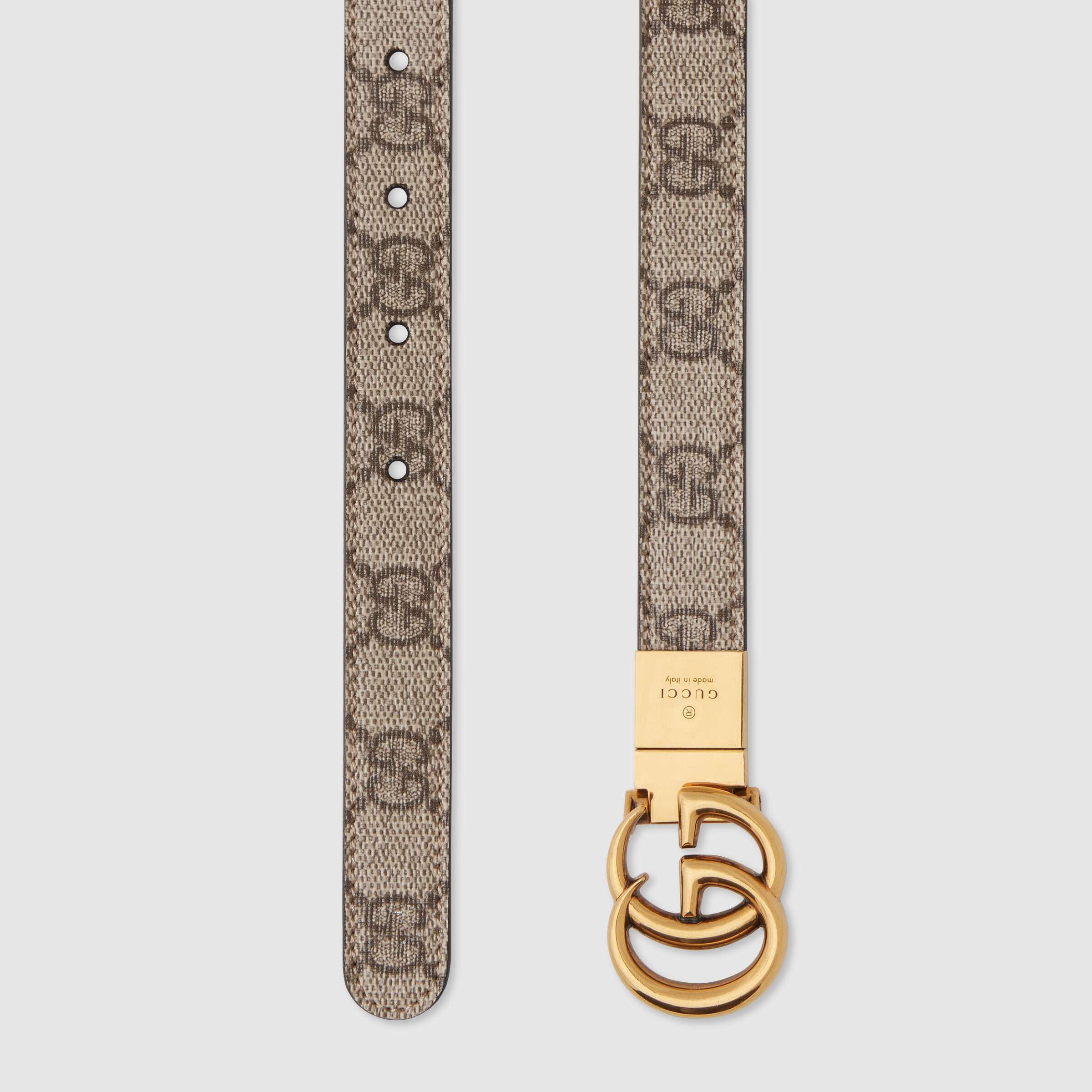 Shop Gucci Gg Marmont Reversible Thin Belt In White