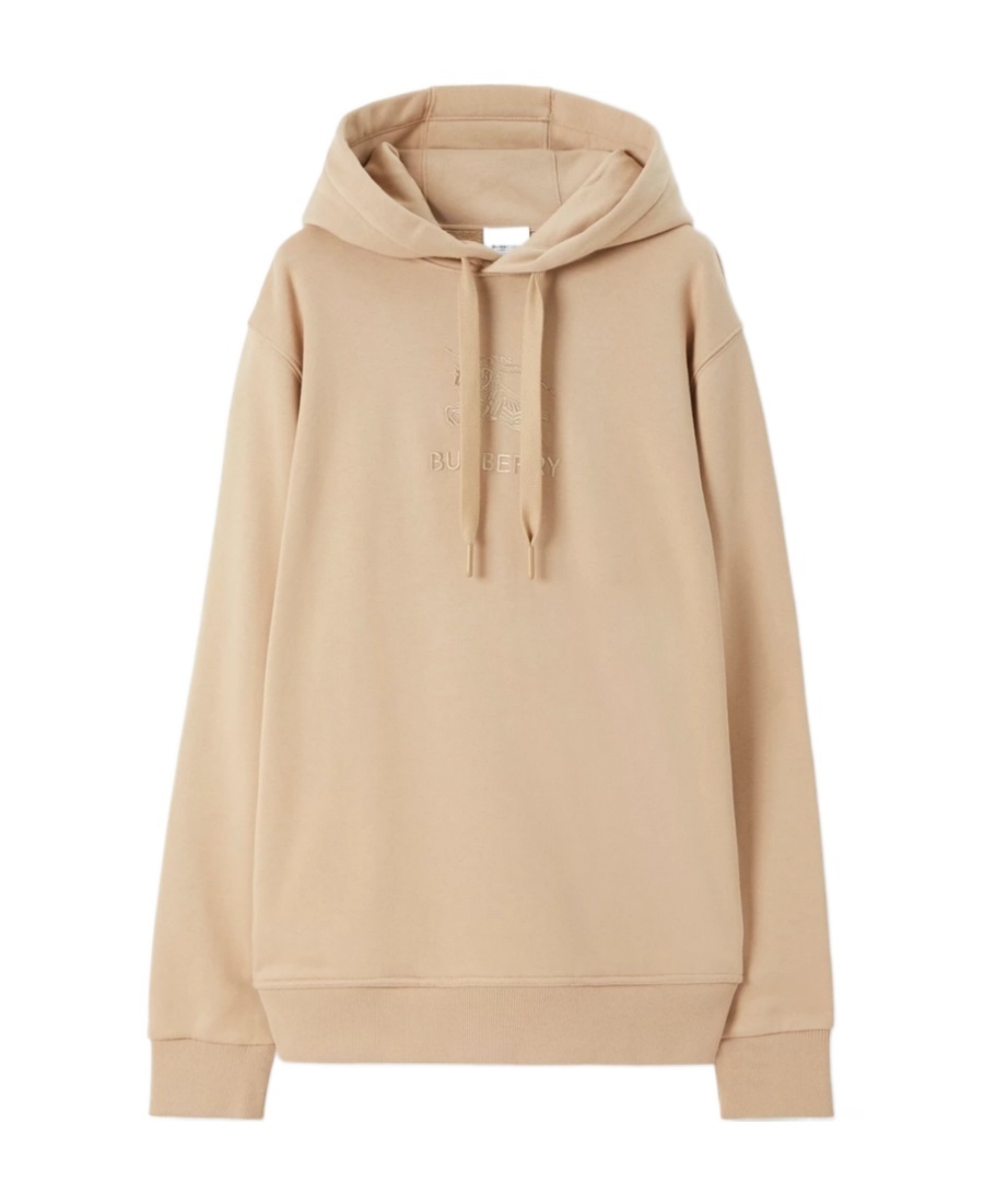 Burberry Logo-embroidered Hooded Sweatshirt In Nude