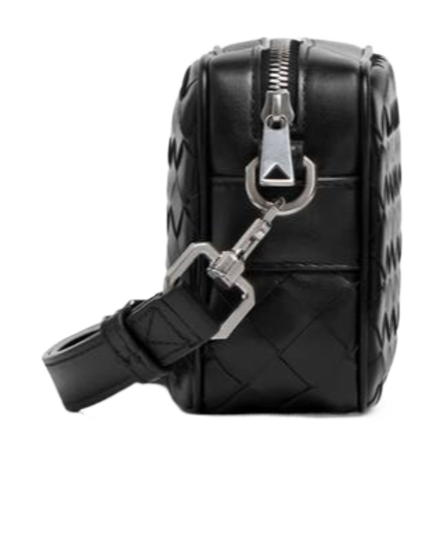 Bottega Veneta Mini Intrecciato Messenger Bag In Black