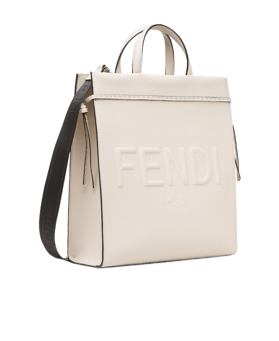 Fendi Logo Shoulder Bag In White