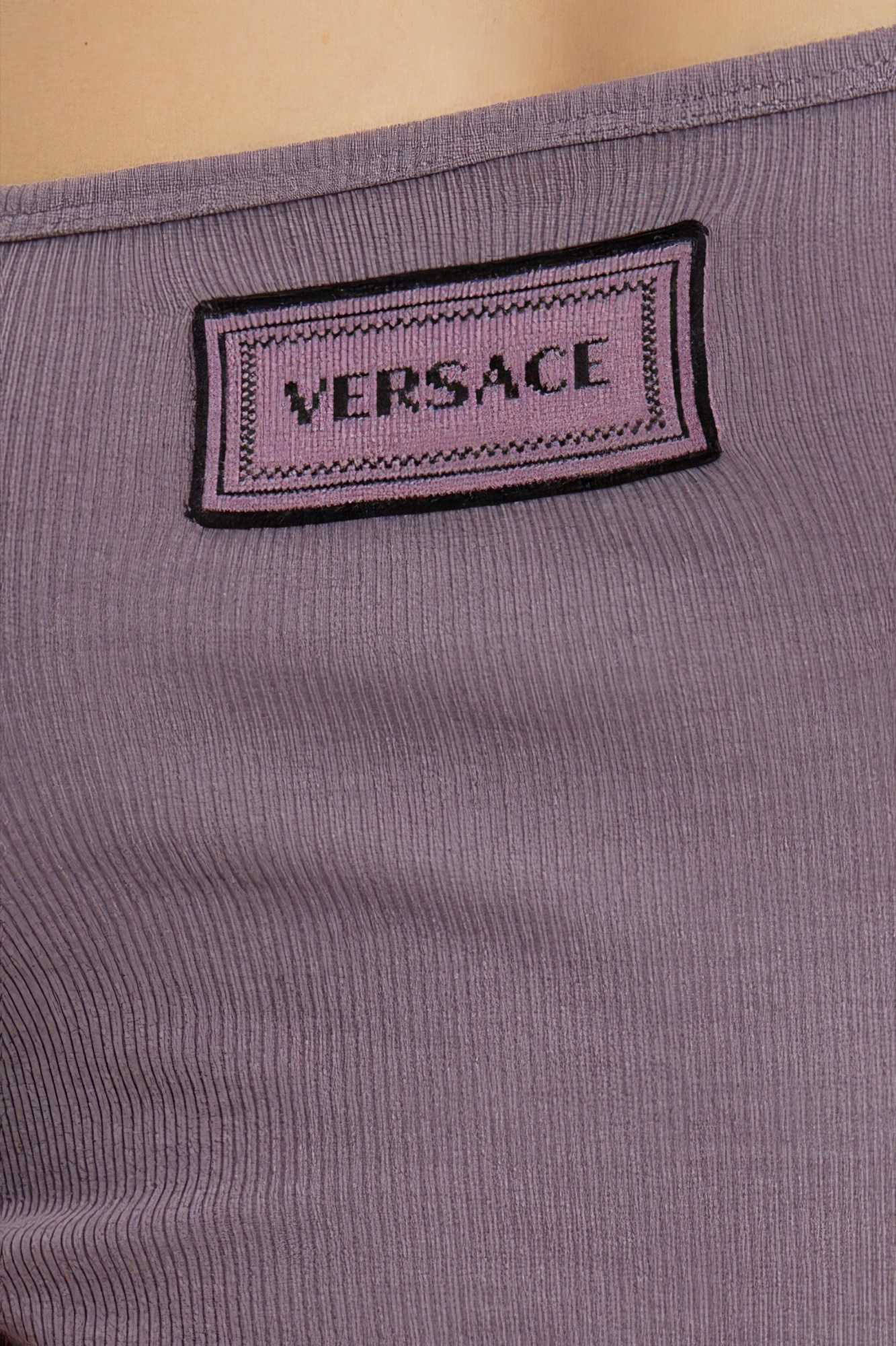 Versace Logo-patch Tank Top In Gray