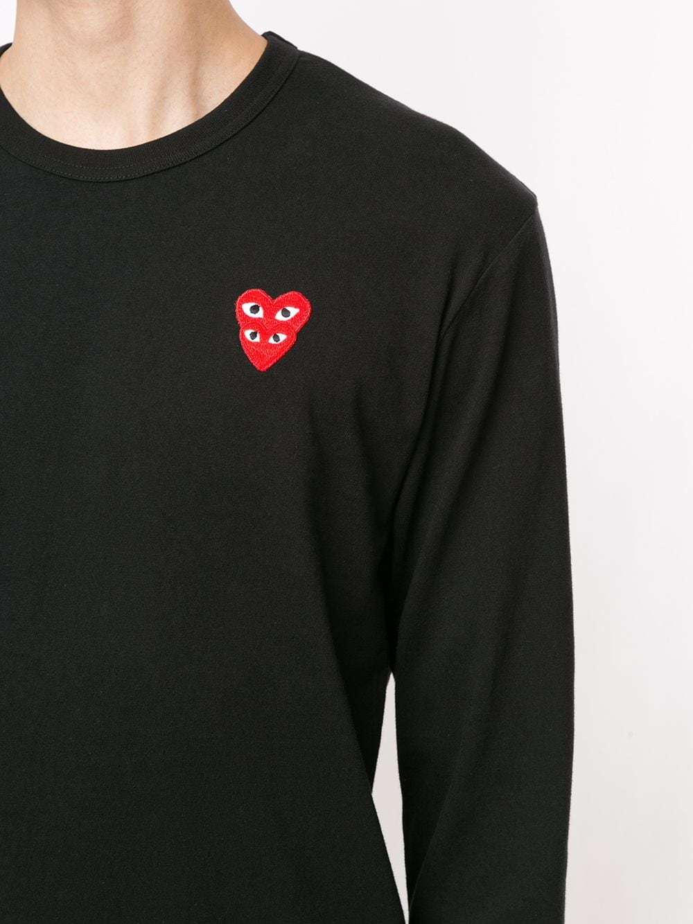Comme Des Garçons Play Overlapping Heart Long Sleeve T-shirt In Black