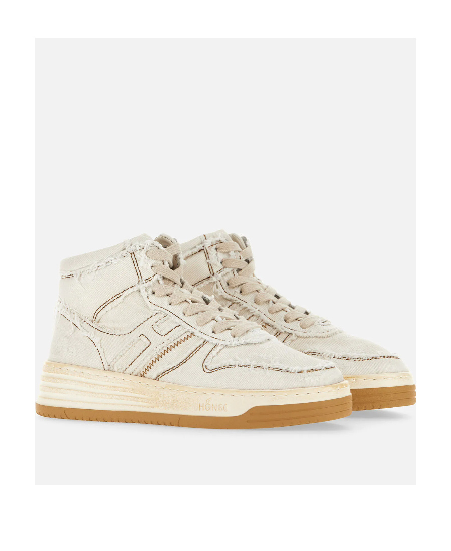 Hogan Contrast-stitch High-top Sneakers In White