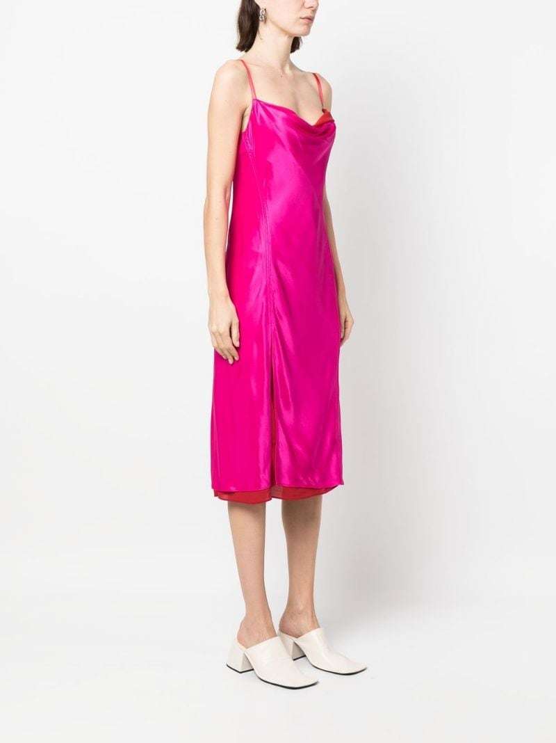 Shop Acne Studios Layered Satin-effect Midi Dress In Pink