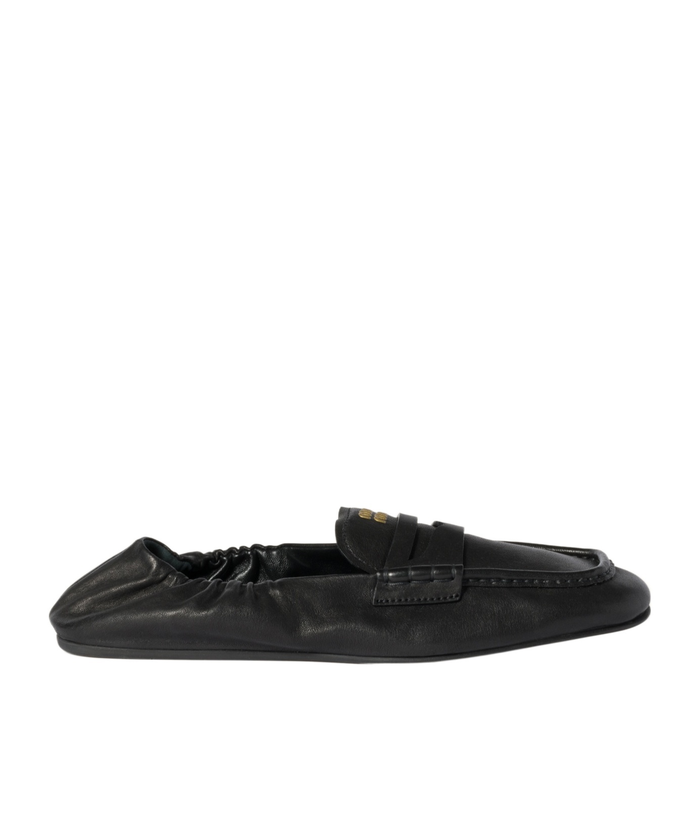 Miu Miu Women Logo Motif Leather Loafers In Black