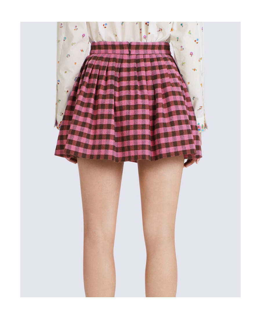 Kenzo Flared Gingham Mini Skirt In Pink