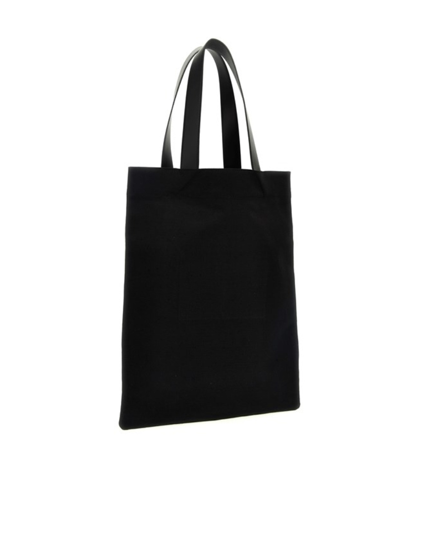Jil Sander Logo Printed Medium Flat Shopper Bag In White