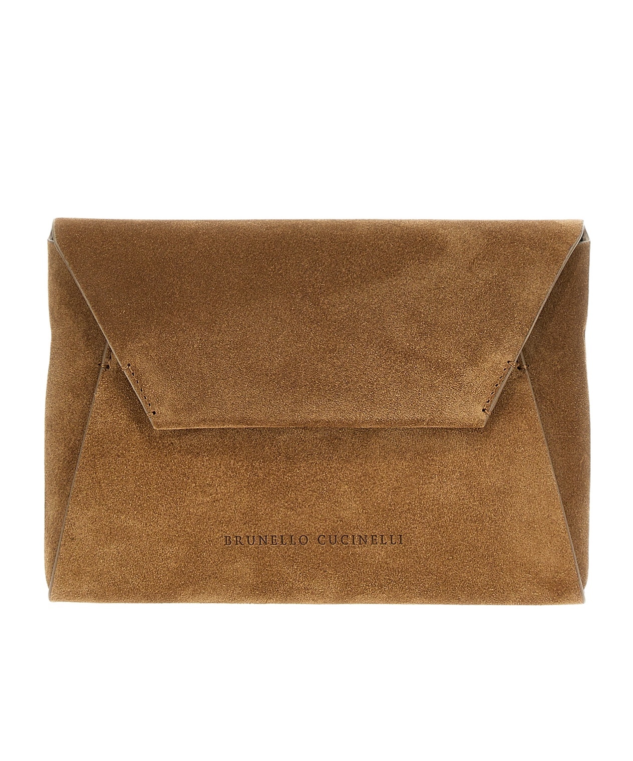BRUNELLO CUCINELLI MONILI-EMBELLISHED SUEDE CLUTCH BAG