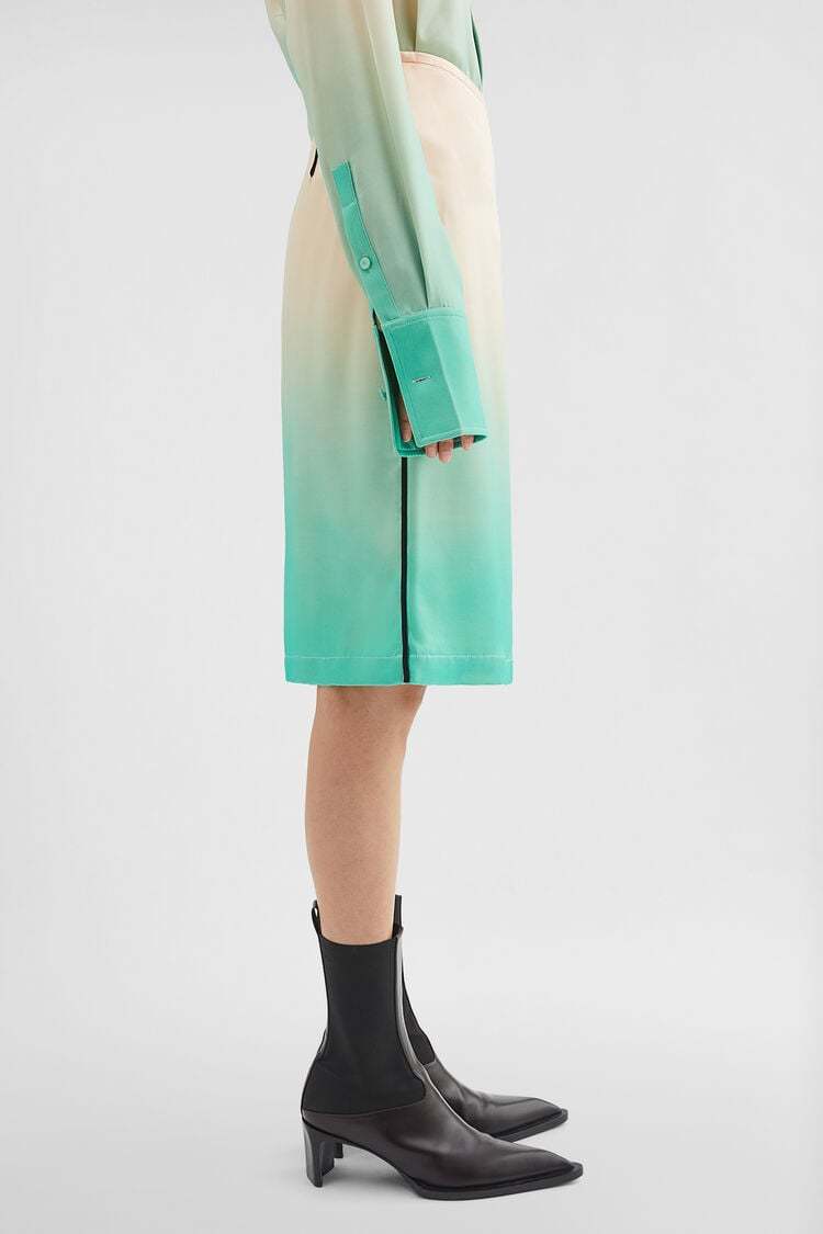 Jil Sander Fluid Satin Printed Skirt In Nude
