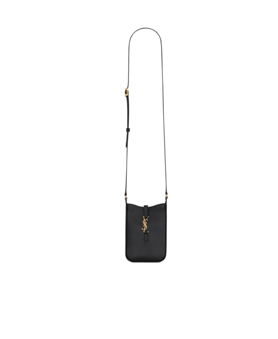 Saint Laurent Le 5 À 7 Mini Vertical In Shiny Leather In Black
