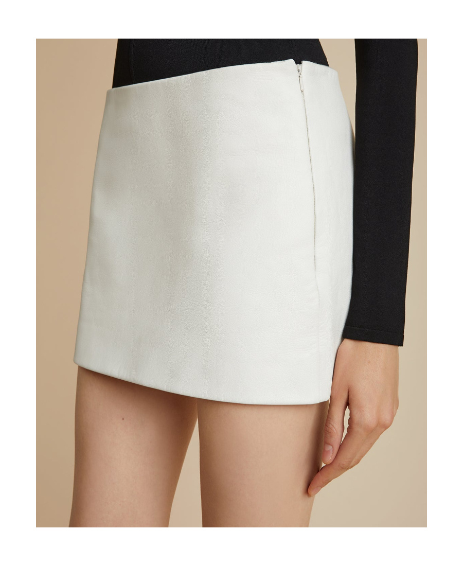 Khaite The Jett Leather Miniskirt In White