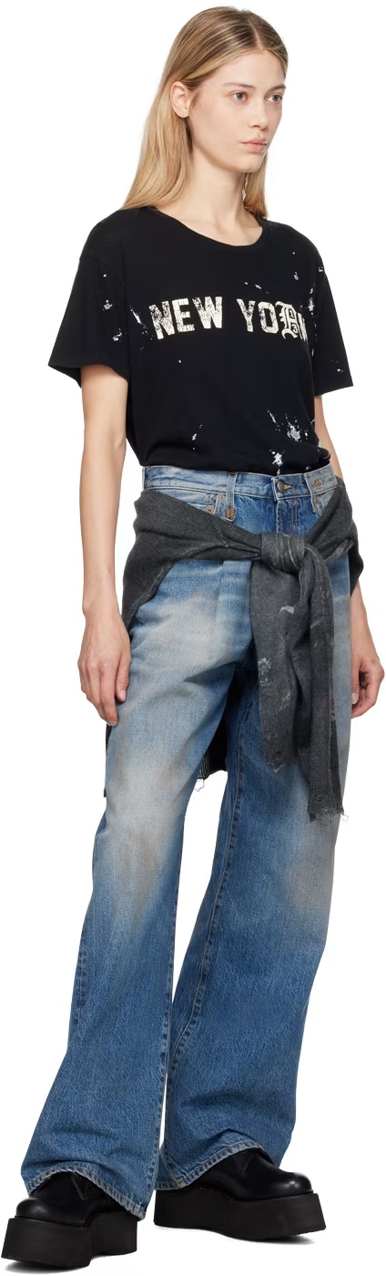 R13 Damon Wide-leg Faded Jeans And Trousers In Blue