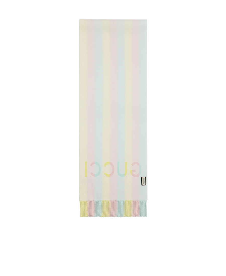 Gucci Striped Wool Scarf In White
