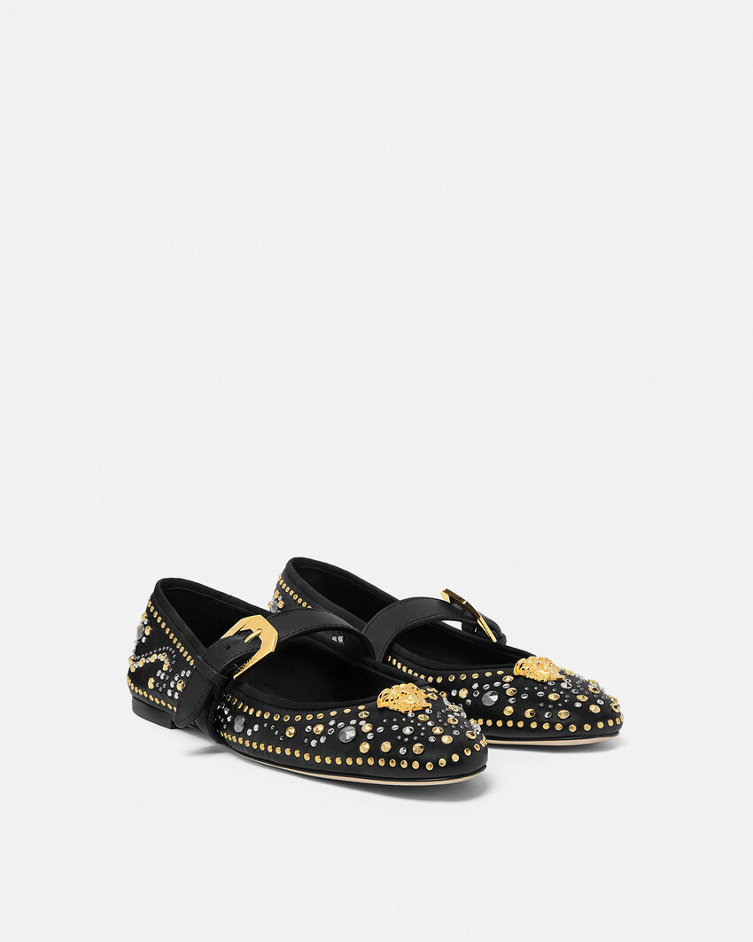 Versace Flat Shoes Black In Black