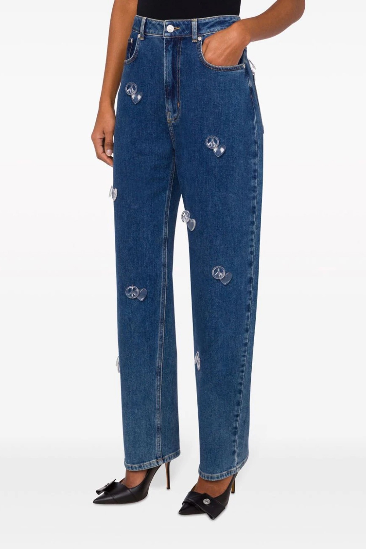 Moschino Symbols Charms Trousers In Blue