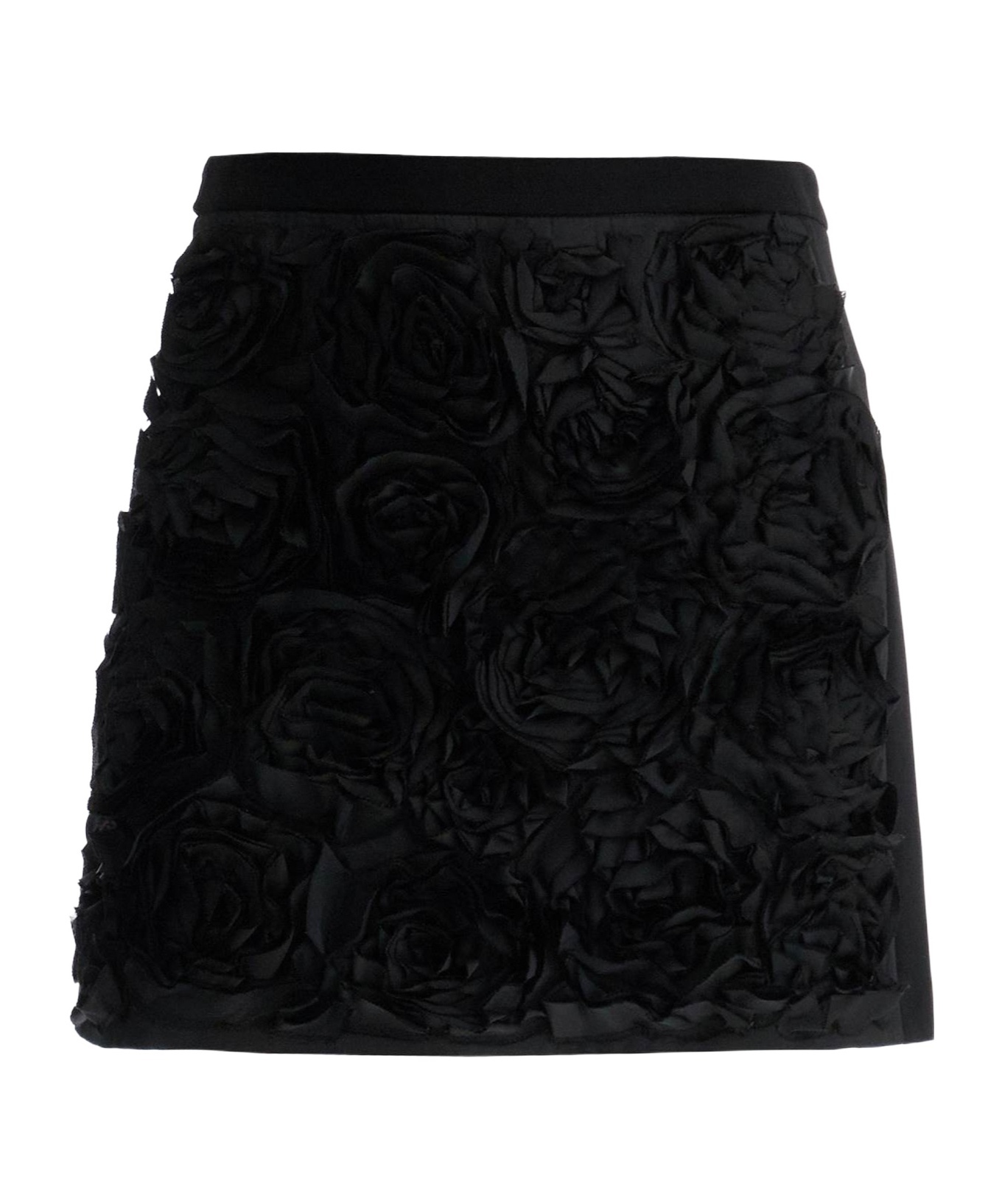 Max Mara Mini Skirt With Three-dimensional Rose Details ' In Black