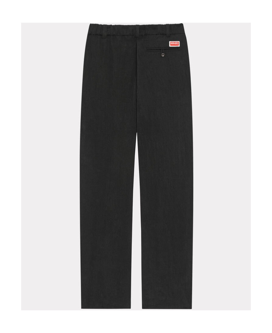 Kenzo Cotton Wide-leg Trousers In Black