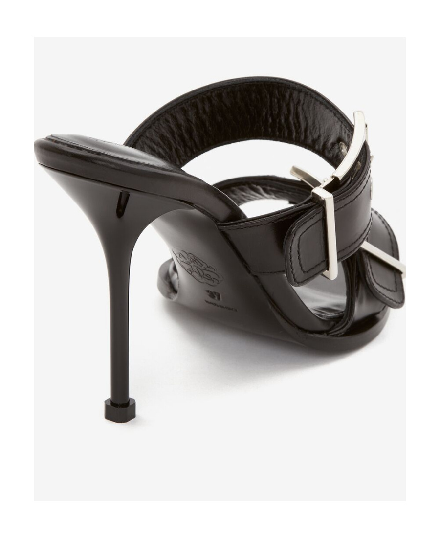 Alexander Mcqueen Alexander Mc Queen Punk Double Buckle Leather Sandals In Black
