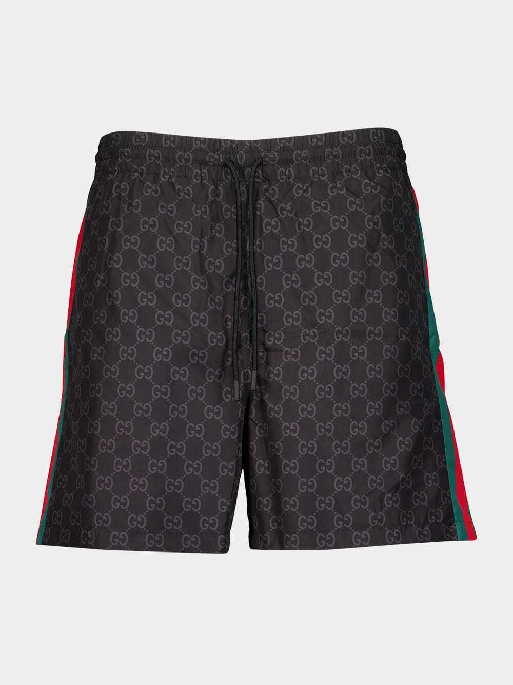 Gucci Gg-jacquard Elasticated Swim Shorts In Black