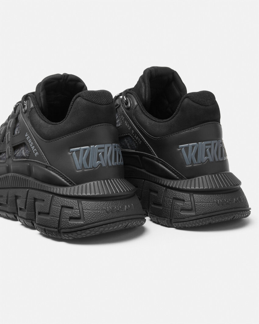 Versace Trigreca Sneakers With Baroque Jacquard Motif In Black