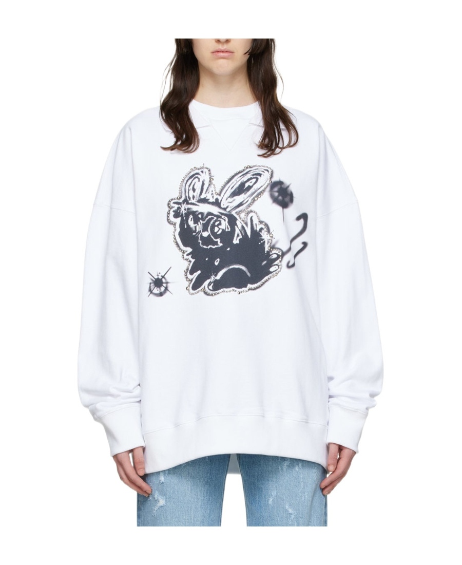 We11 Done Print Sweater In White