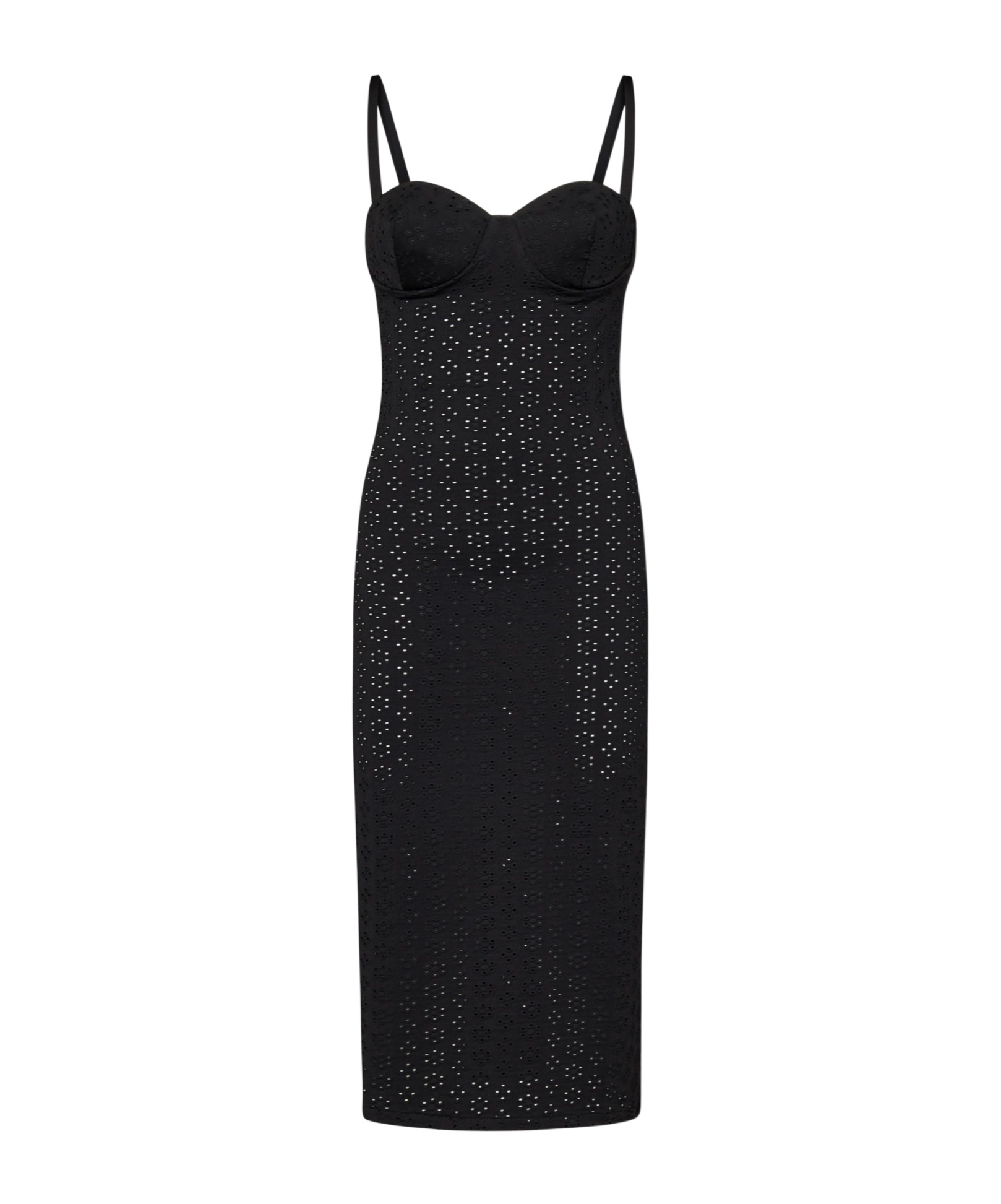 Fisico Cristina Ferrari Fisico Perforated Microfibre Black Midi Dress In Black