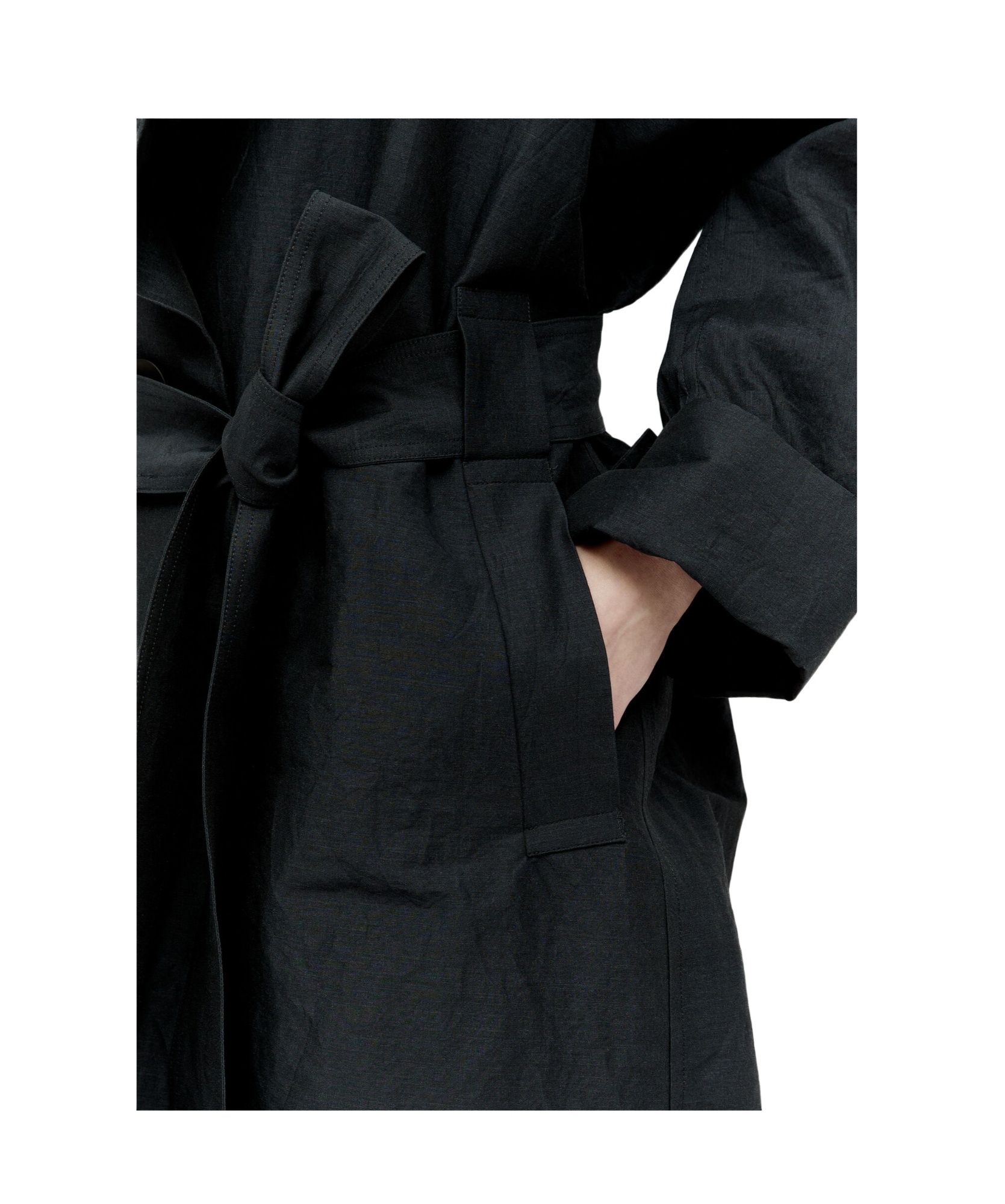 Issey Miyake Shaped Membrane Belted Maxi Coat In Black
