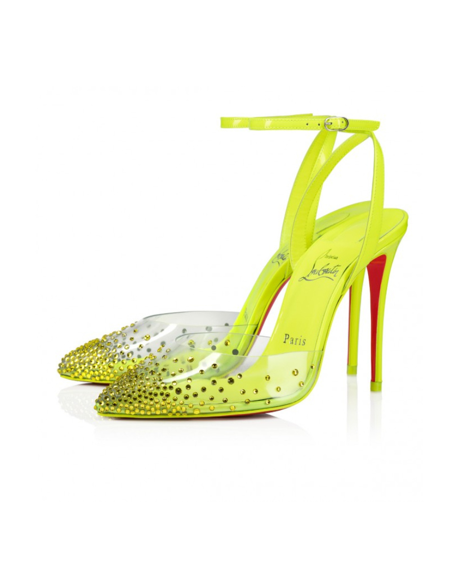 Shop Christian Louboutin Crystal-embellished 110mm Leather Sandals In Yellow