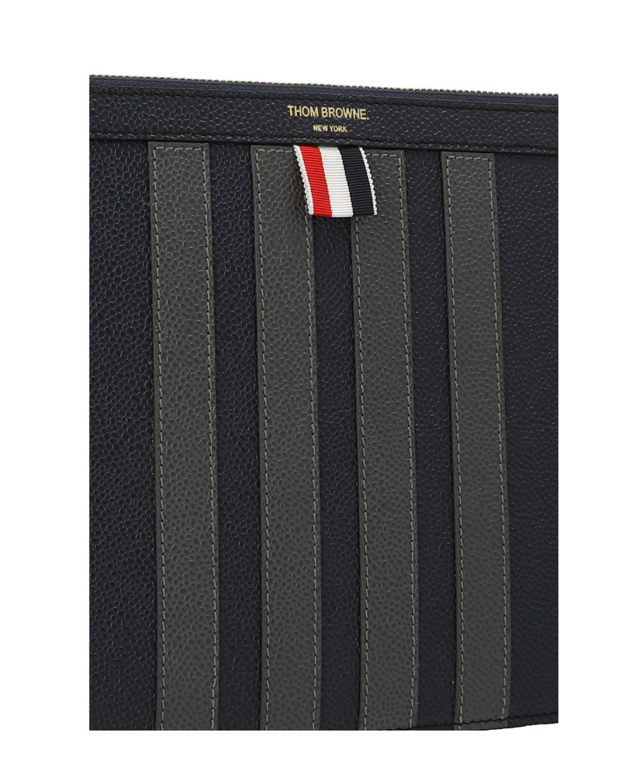 THOM BROWNE THOM BROWNE SMALL 4-BAR STRIPED ZIPPED WALLET