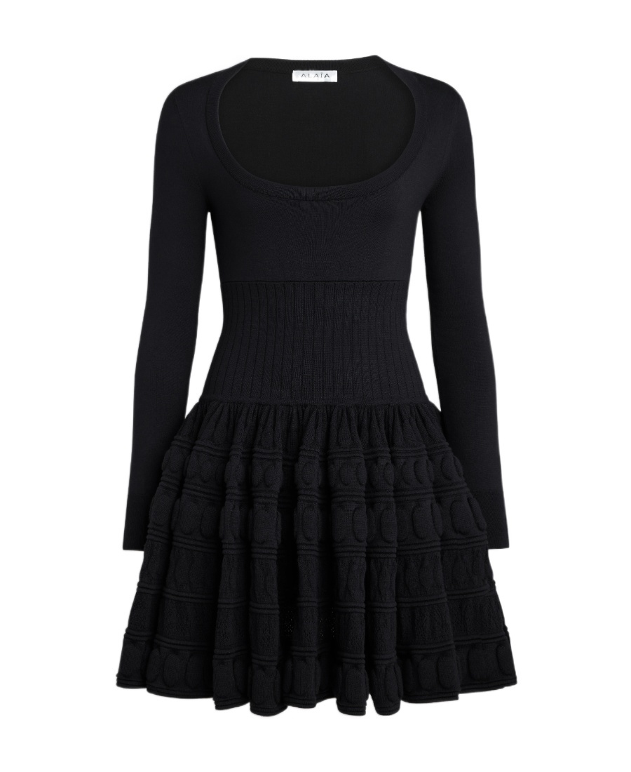 ALAÏA LONG-SLEEVED WOOL DRESS
