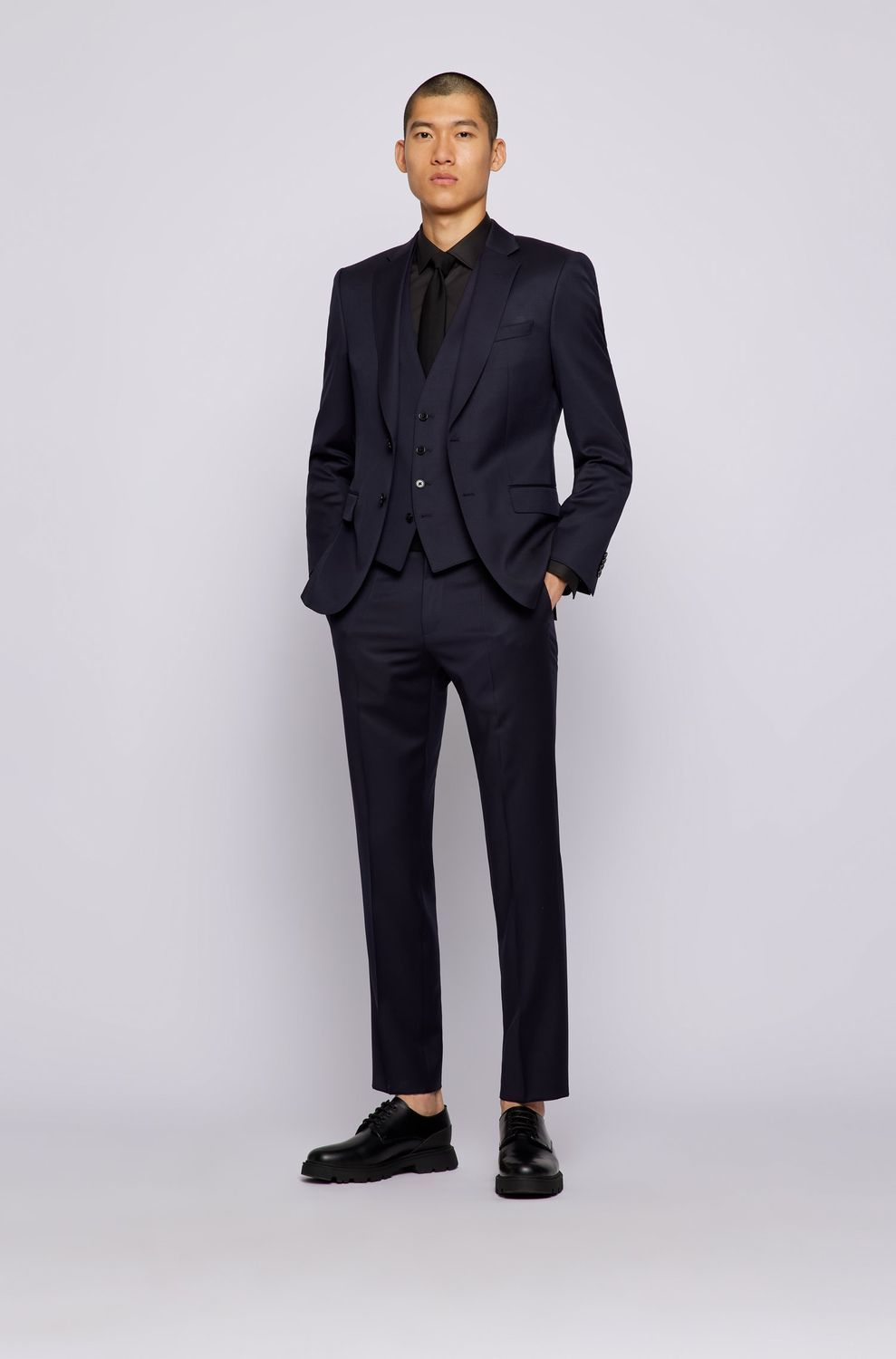 Hugo Boss Button-down Tailored Waistcoat In Black