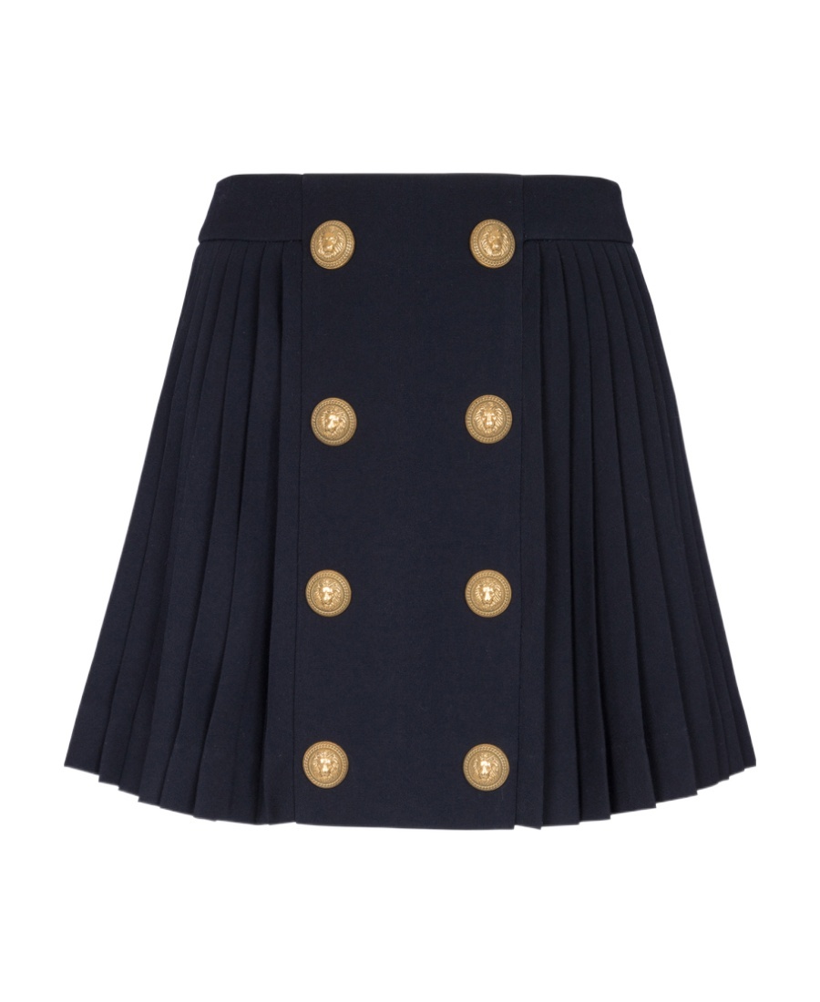 Balmain Button-detail Pleated Miniskirt In Black