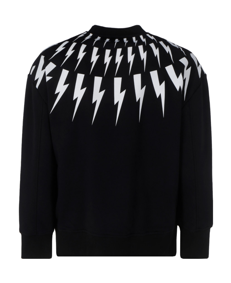 Neil Barrett Fairisle Thunderbolt Cotton Sweatshirt In Black