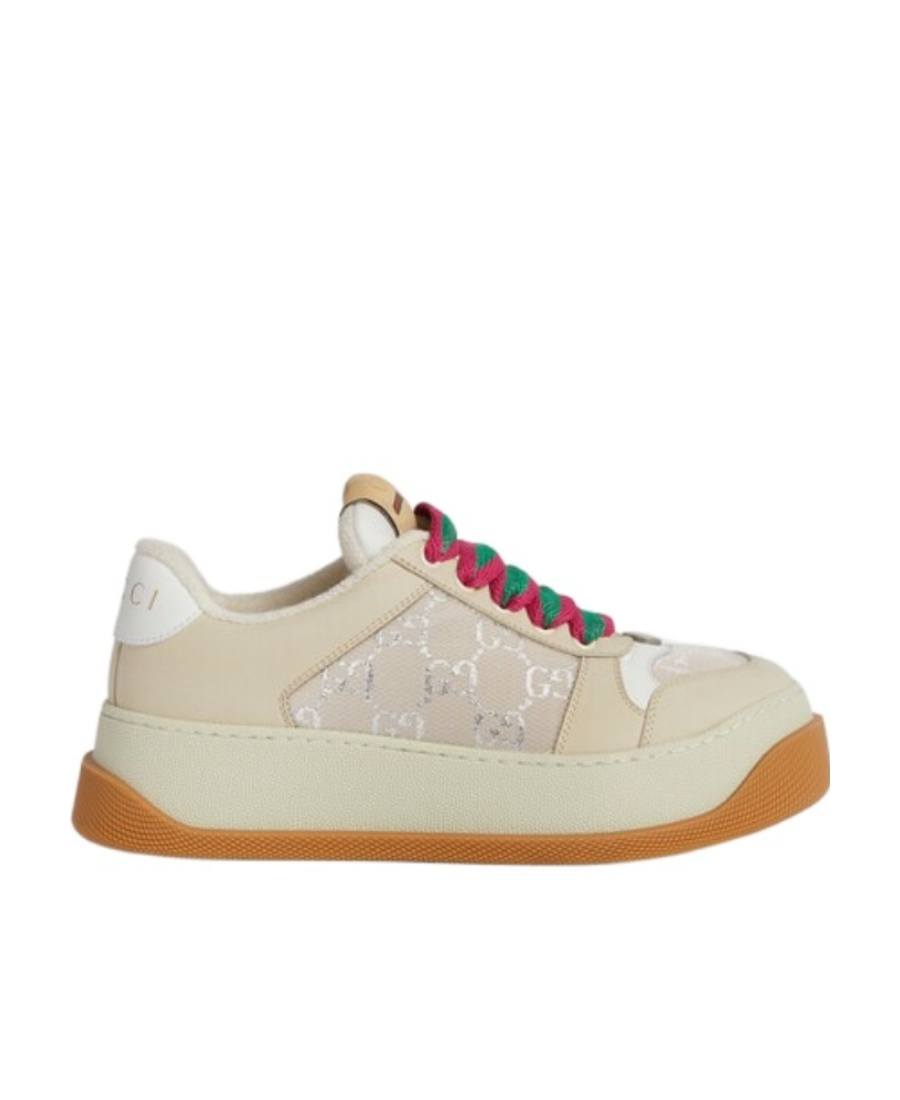 Gucci Double Screener Lace-up Sneakers In Nude