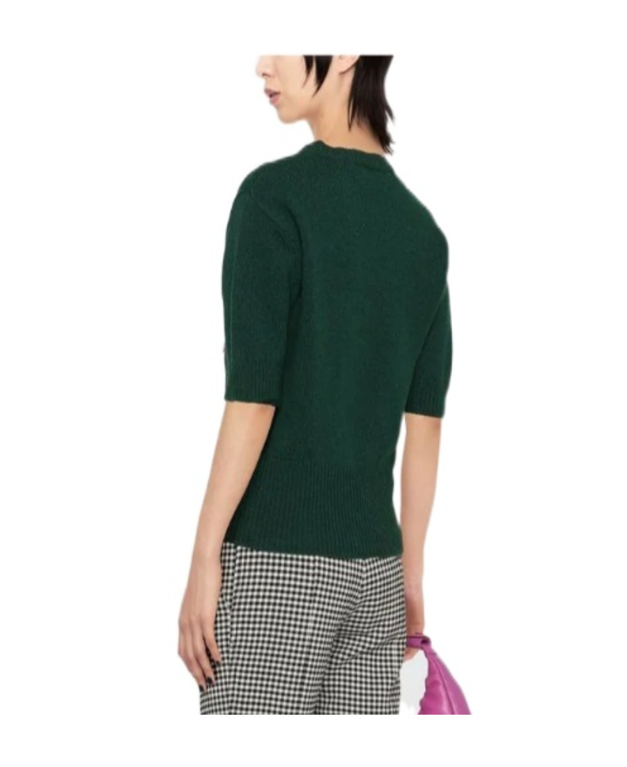 Marni Appliqué-logo Knitted Top In Green
