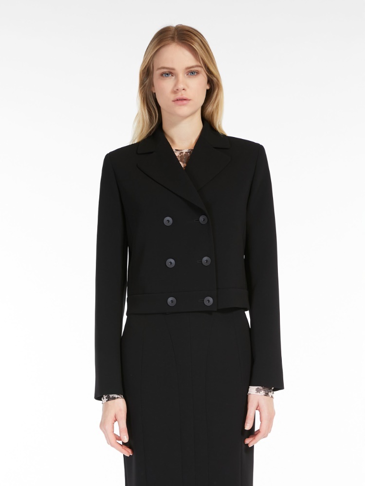 Max Mara Double-breasted Short Casual Jacket In Black