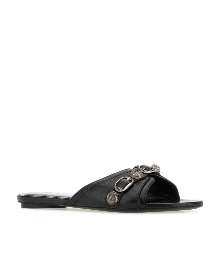 Balenciaga Open-toe Sandals With Decorative Buckle Detail In Black