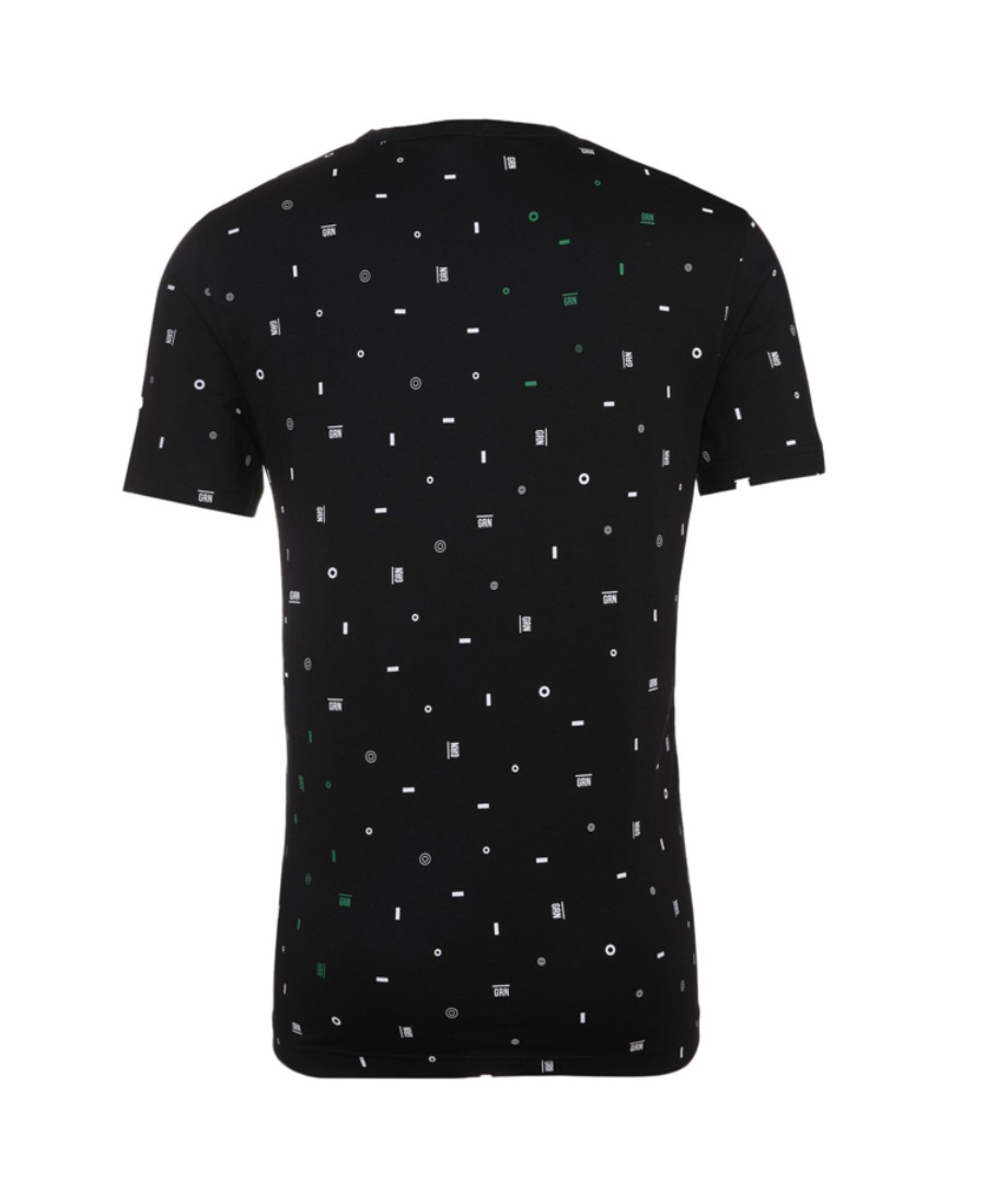 Hugo Boss Printed Cotton Short-sleeved T-shirt In Black