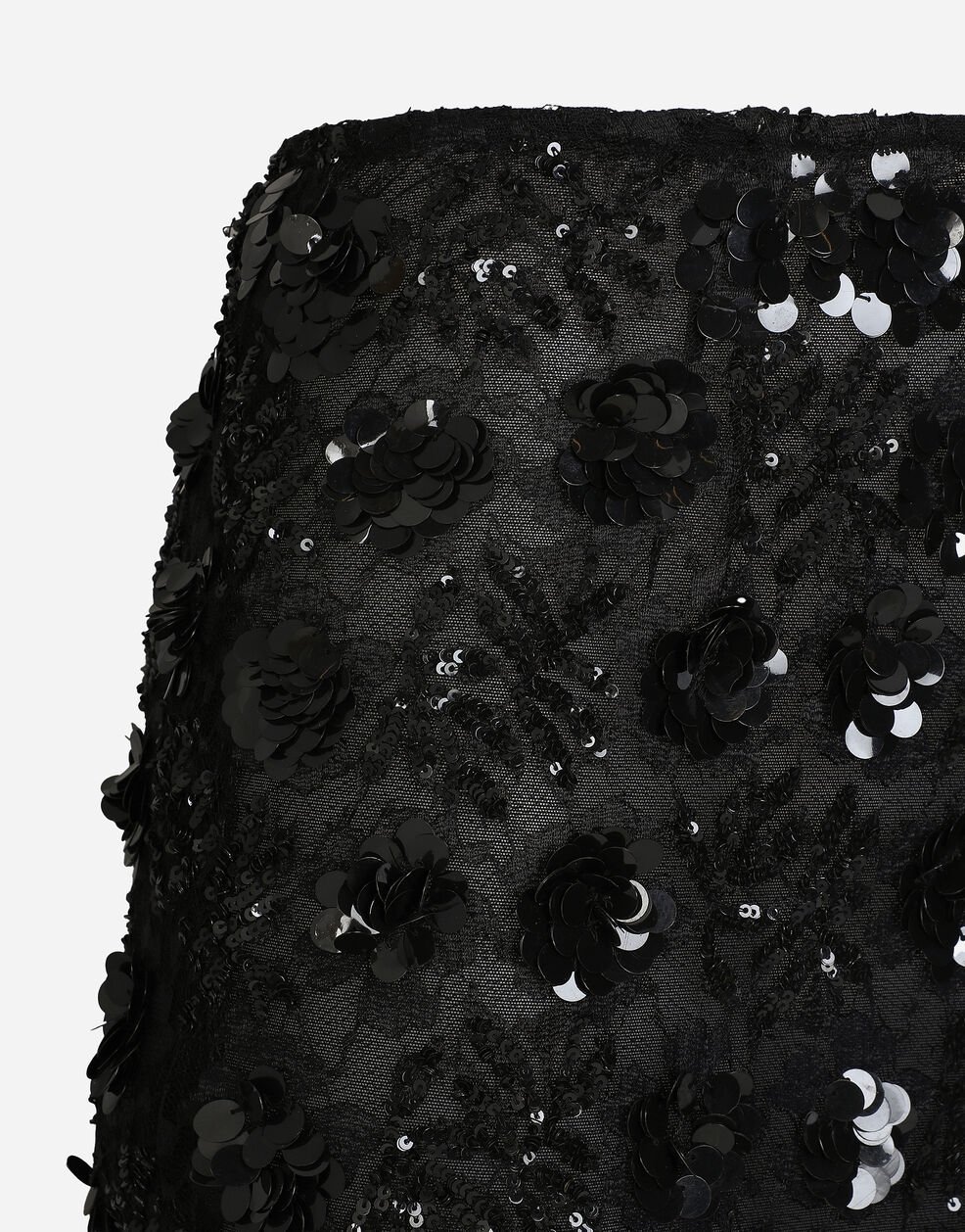 Dolce & Gabbana Lace Midi Skirt With Sequins In Black