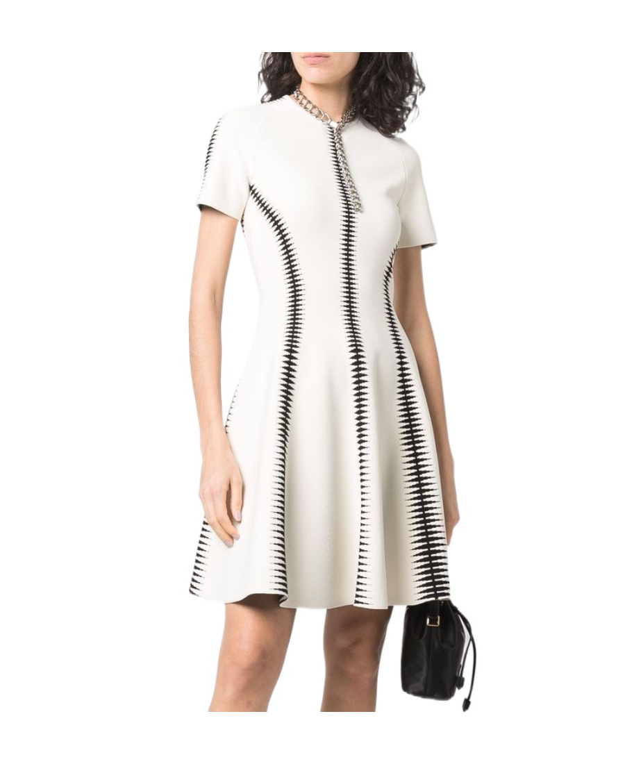 Alexander Mcqueen Spine Jacquard-pattern Mini Dress In White