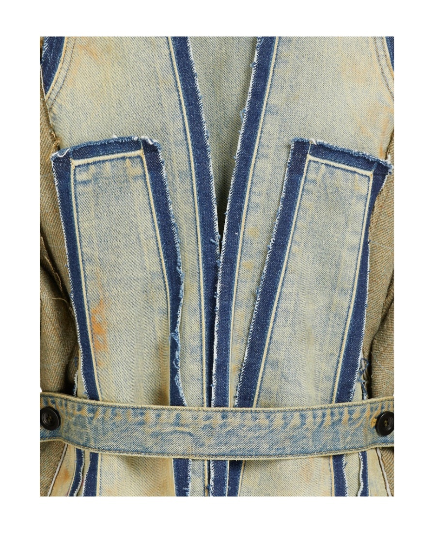 Maison Margiela Denim-patchwork Blazer In Nude