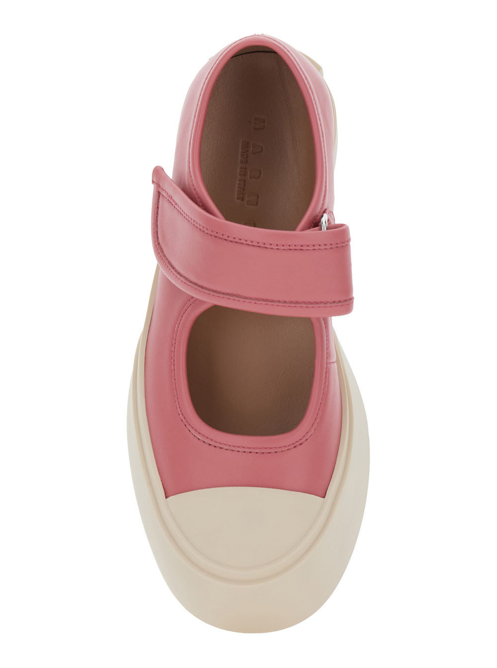 Marni Mary Jane Pink Sandals With Touch-strap Closure And Logo Patch On The Rear In Leather Woman